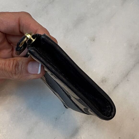 Coach  North South Leather Striped Cardholder Keychain - Picture 8 of 15